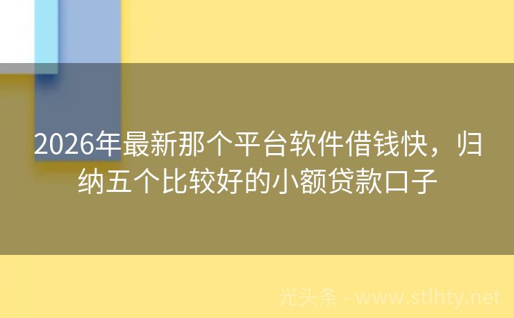 2026年最新那个平台软件借钱快，归纳五个比较好的小额贷款口子