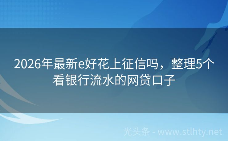 2026年最新e好花上征信吗，整理5个看银行流水的网贷口子
