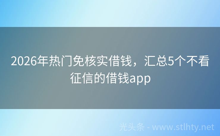 2026年热门免核实借钱，汇总5个不看征信的借钱app