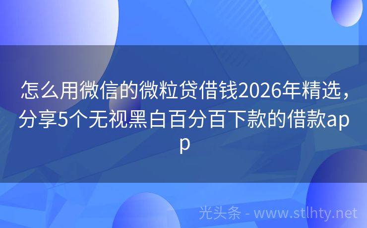 怎么用微信的微粒贷借钱2026年精选，分享5个无视黑白百分百下款的借款app