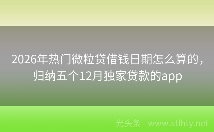 2026年热门微粒贷借钱日期怎么算的，归纳五个12月独家贷款的app
