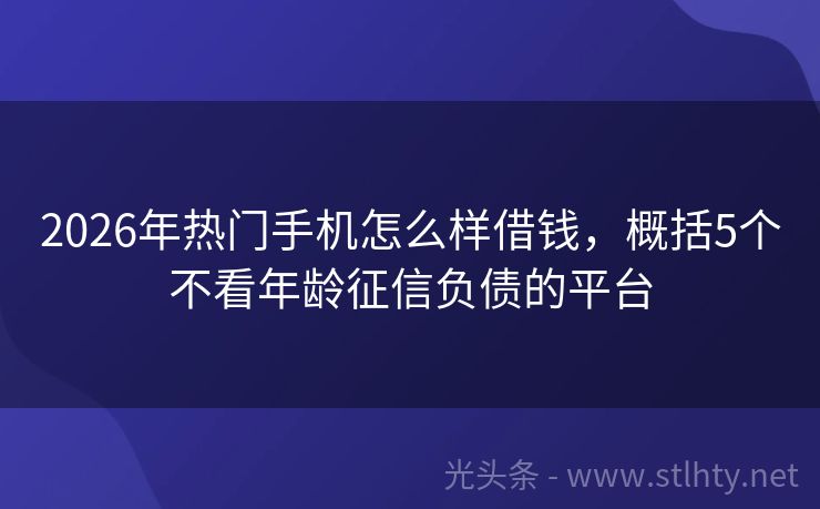 2026年热门手机怎么样借钱，概括5个不看年龄征信负债的平台