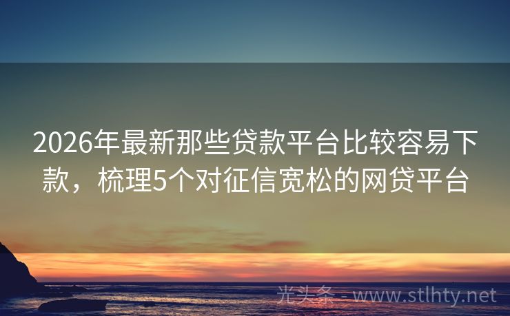 2026年最新那些贷款平台比较容易下款，梳理5个对征信宽松的网贷平台