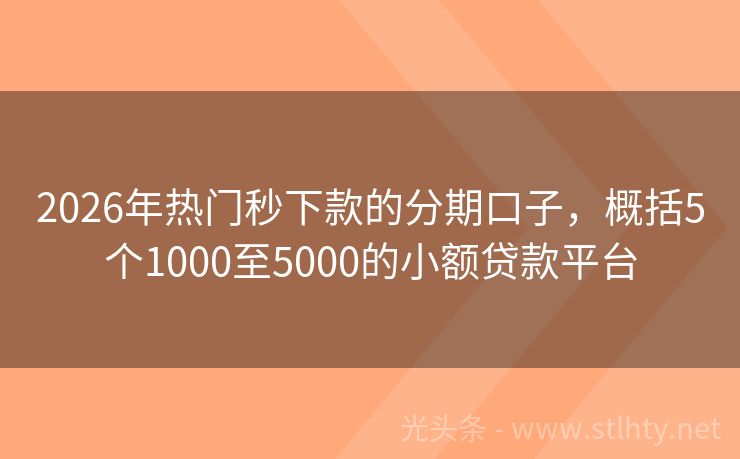 2026年热门秒下款的分期口子，概括5个1000至5000的小额贷款平台