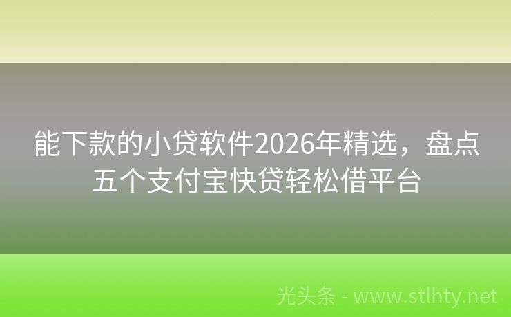 能下款的小贷软件2026年精选，盘点五个支付宝快贷轻松借平台