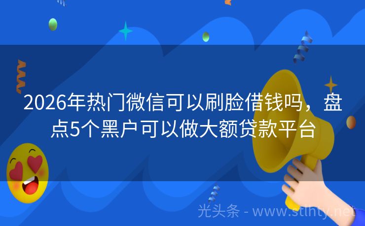 2026年热门微信可以刷脸借钱吗，盘点5个黑户可以做大额贷款平台