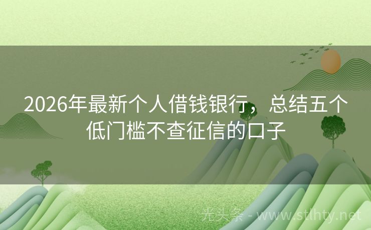 2026年最新个人借钱银行，总结五个低门槛不查征信的口子