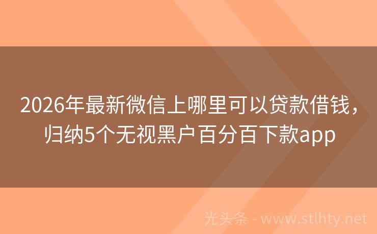 2026年最新微信上哪里可以贷款借钱，归纳5个无视黑户百分百下款app