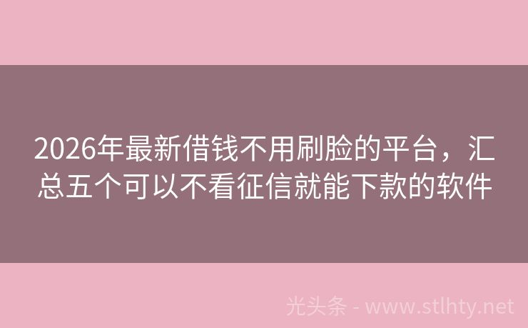 2026年最新借钱不用刷脸的平台，汇总五个可以不看征信就能下款的软件