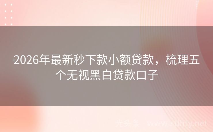 2026年最新秒下款小额贷款，梳理五个无视黑白贷款口子