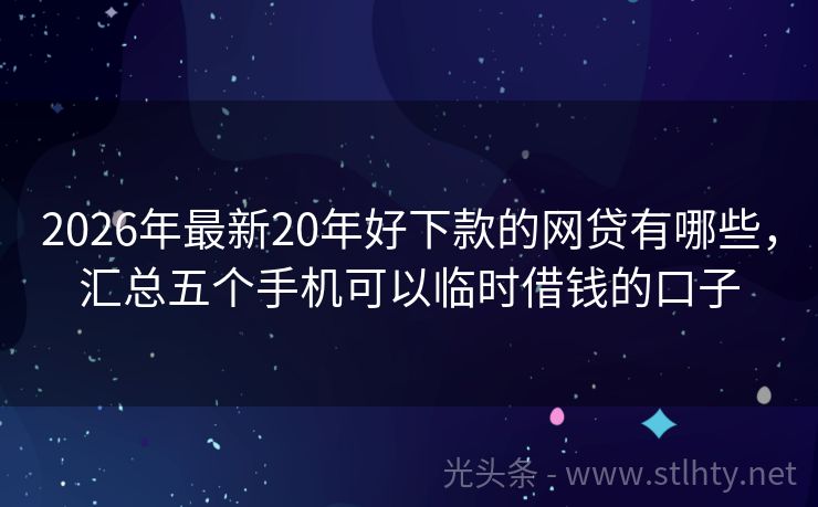 2026年最新20年好下款的网贷有哪些，汇总五个手机可以临时借钱的口子