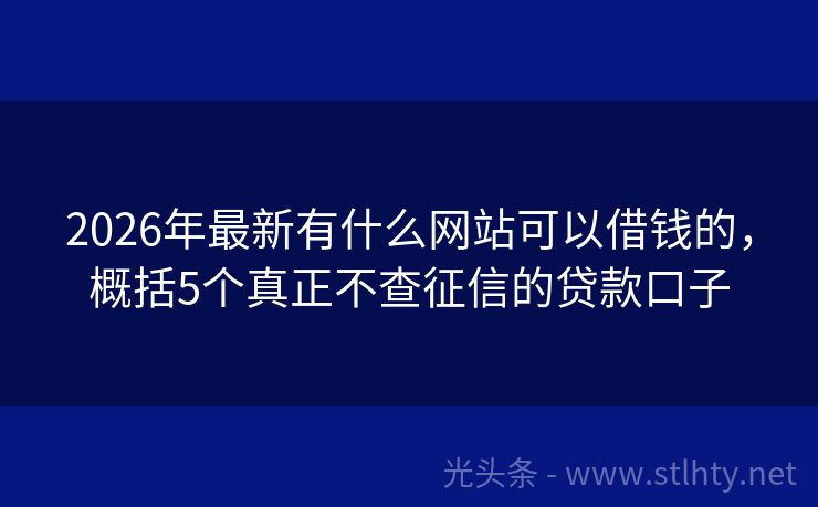 2026年最新有什么网站可以借钱的，概括5个真正不查征信的贷款口子