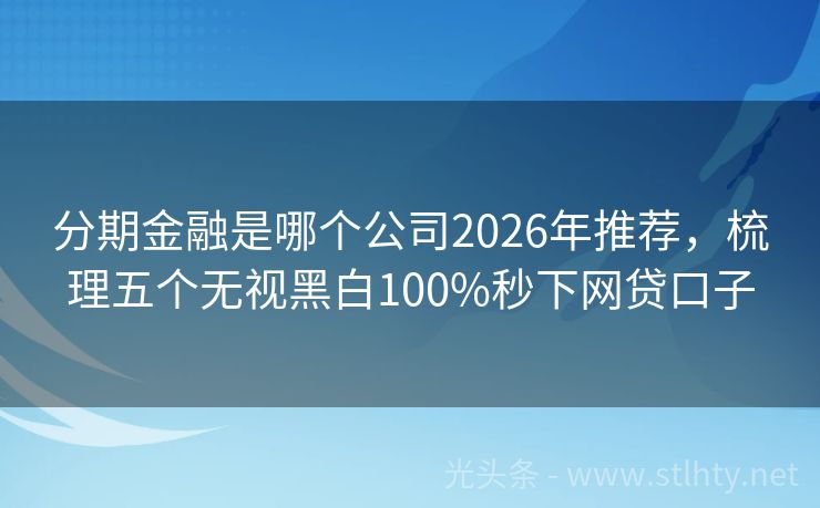 分期金融是哪个公司2026年推荐，梳理五个无视黑白100%秒下网贷口子