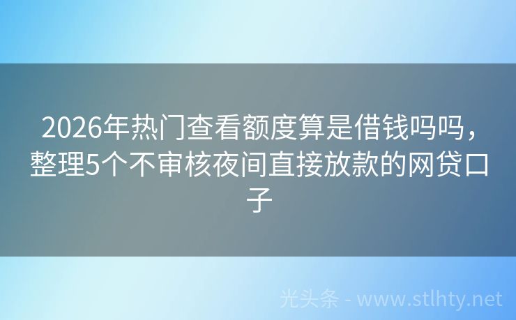 2026年热门查看额度算是借钱吗吗，整理5个不审核夜间直接放款的网贷口子
