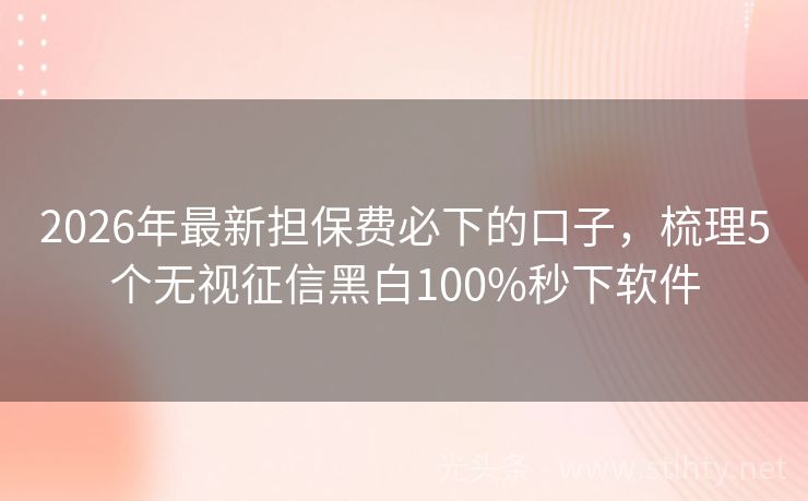 2026年最新担保费必下的口子，梳理5个无视征信黑白100%秒下软件