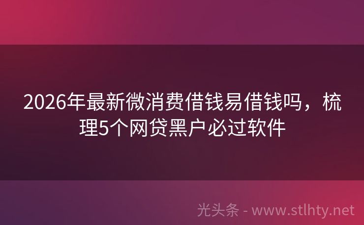 2026年最新微消费借钱易借钱吗，梳理5个网贷黑户必过软件