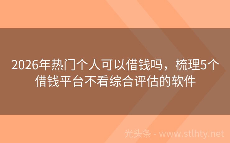 2026年热门个人可以借钱吗，梳理5个借钱平台不看综合评估的软件