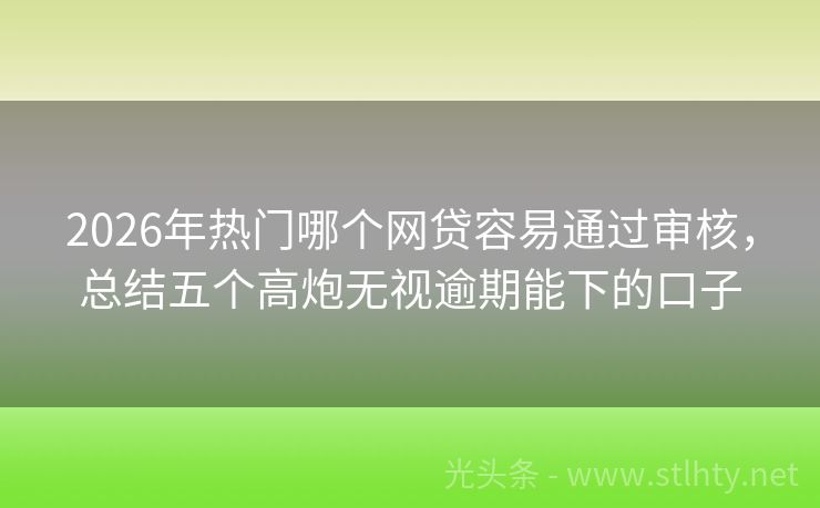 2026年热门哪个网贷容易通过审核，总结五个高炮无视逾期能下的口子