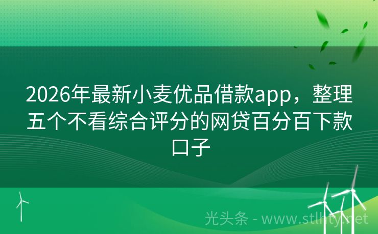 2026年最新小麦优品借款app，整理五个不看综合评分的网贷百分百下款口子
