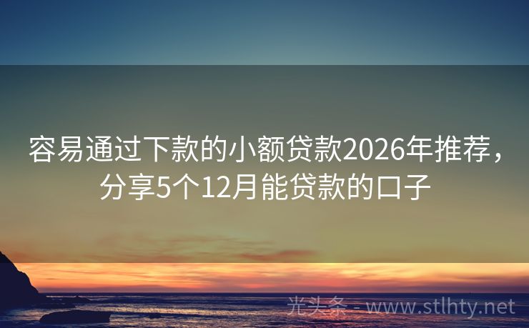 容易通过下款的小额贷款2026年推荐，分享5个12月能贷款的口子