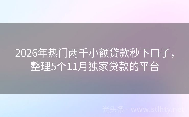 2026年热门两千小额贷款秒下口子，整理5个11月独家贷款的平台