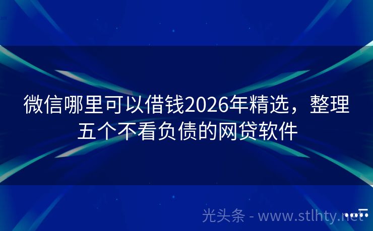 微信哪里可以借钱2026年精选，整理五个不看负债的网贷软件