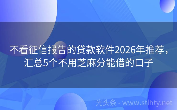 不看征信报告的贷款软件2026年推荐，汇总5个不用芝麻分能借的口子