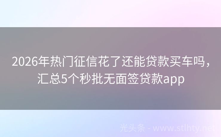 2026年热门征信花了还能贷款买车吗，汇总5个秒批无面签贷款app
