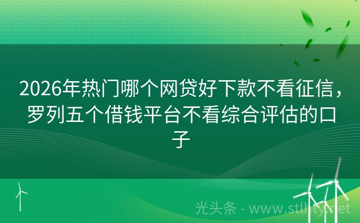 2026年热门哪个网贷好下款不看征信，罗列五个借钱平台不看综合评估的口子