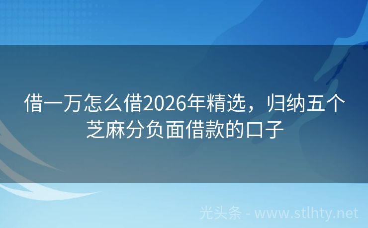 借一万怎么借2026年精选，归纳五个芝麻分负面借款的口子