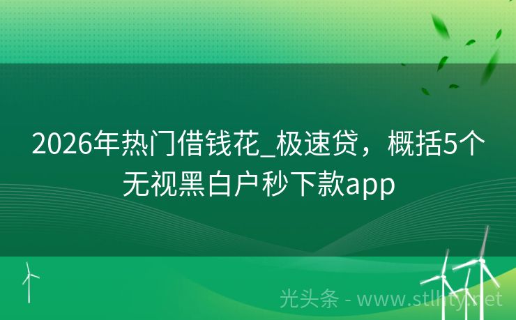 2026年热门借钱花_极速贷，概括5个无视黑白户秒下款app