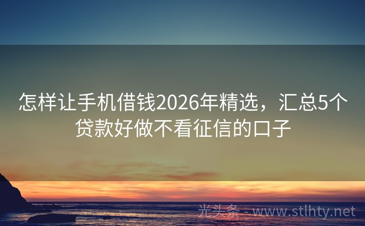 怎样让手机借钱2026年精选，汇总5个贷款好做不看征信的口子