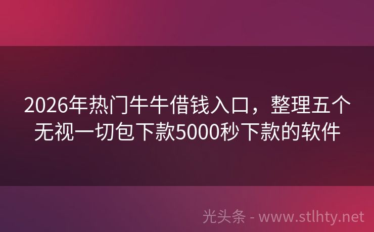 2026年热门牛牛借钱入口，整理五个无视一切包下款5000秒下款的软件