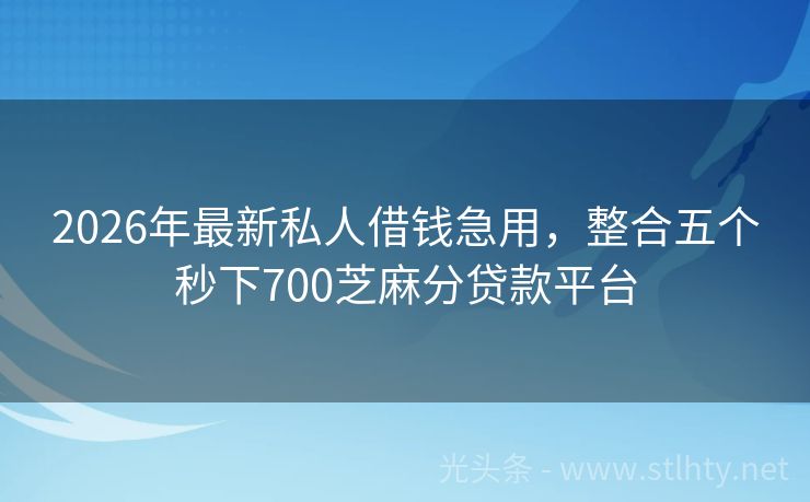 2026年最新私人借钱急用，整合五个秒下700芝麻分贷款平台