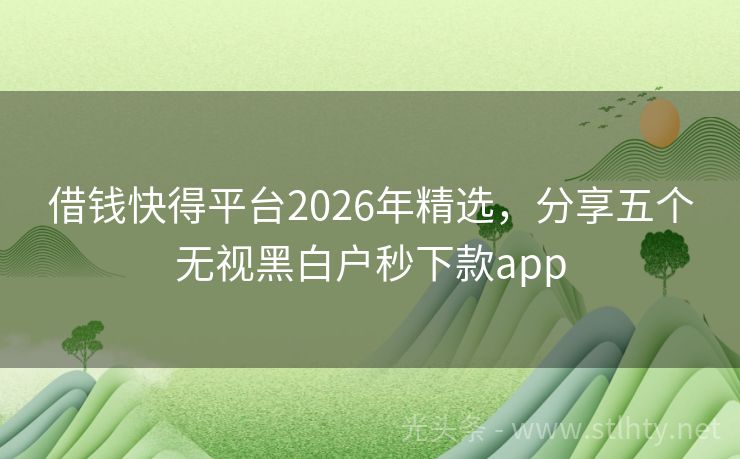 借钱快得平台2026年精选，分享五个无视黑白户秒下款app