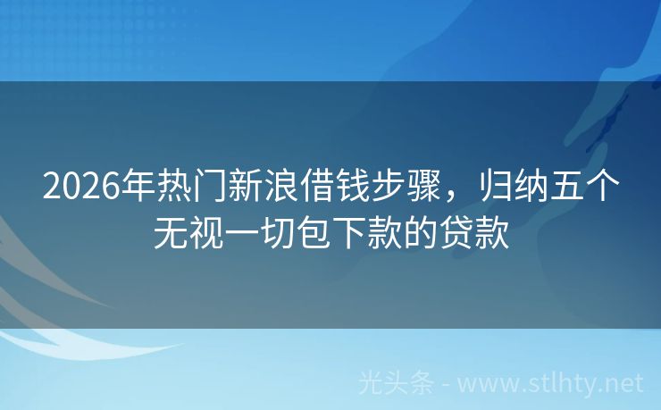 2026年热门新浪借钱步骤，归纳五个无视一切包下款的贷款