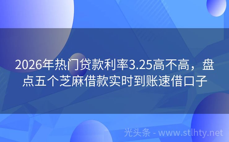 2026年热门贷款利率3.25高不高，盘点五个芝麻借款实时到账速借口子
