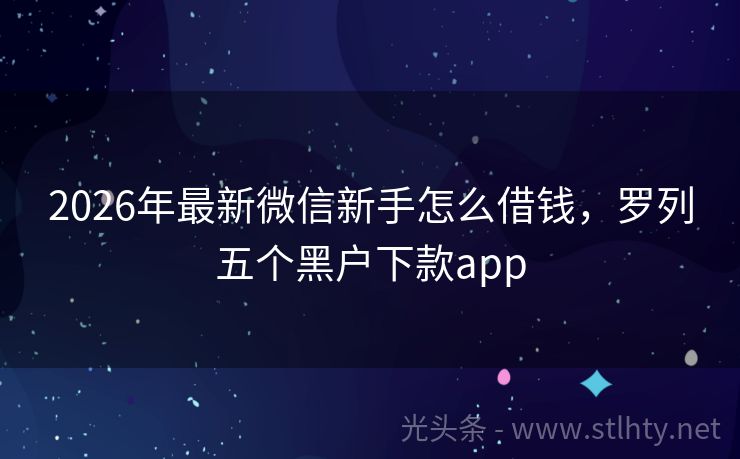 2026年最新微信新手怎么借钱，罗列五个黑户下款app