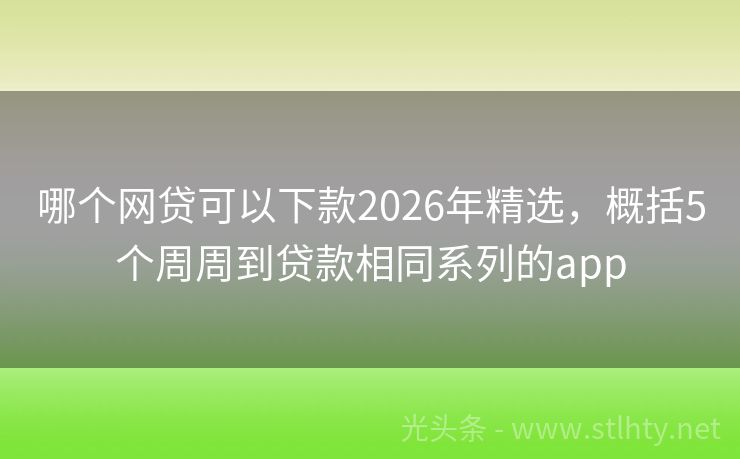哪个网贷可以下款2026年精选，概括5个周周到贷款相同系列的app