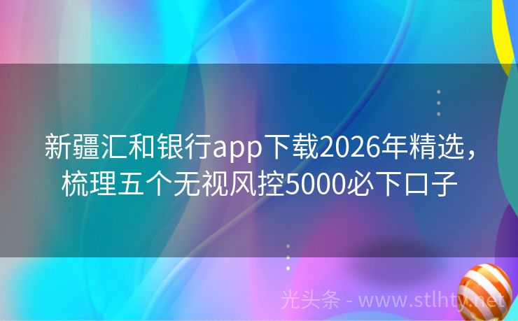 新疆汇和银行app下载2026年精选，梳理五个无视风控5000必下口子