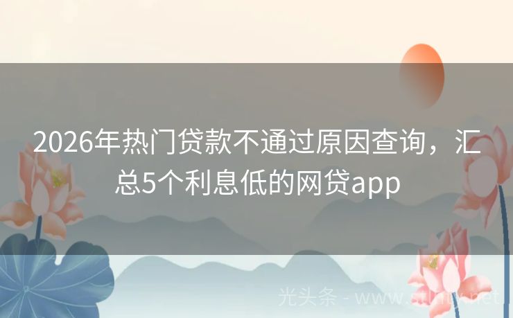 2026年热门贷款不通过原因查询，汇总5个利息低的网贷app