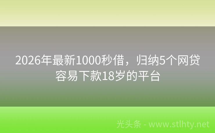2026年最新1000秒借，归纳5个网贷容易下款18岁的平台