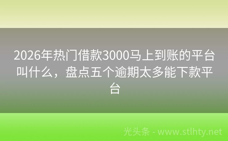 2026年热门借款3000马上到账的平台叫什么，盘点五个逾期太多能下款平台