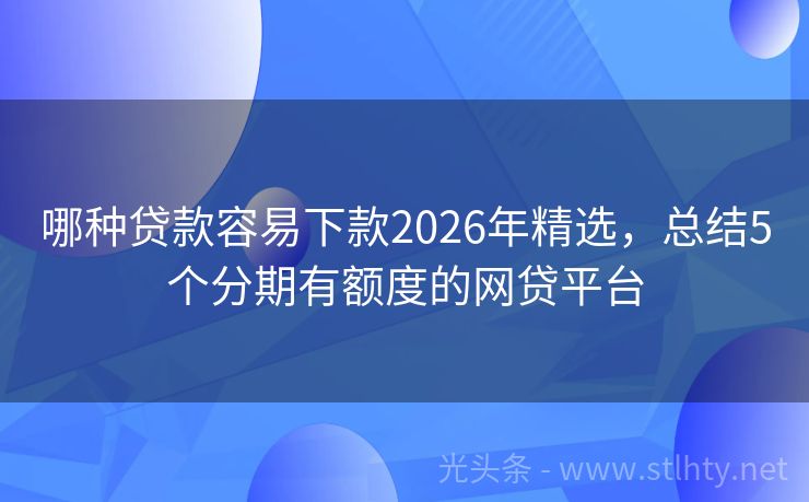 哪种贷款容易下款2026年精选,总结5个分期有额度的网贷平台