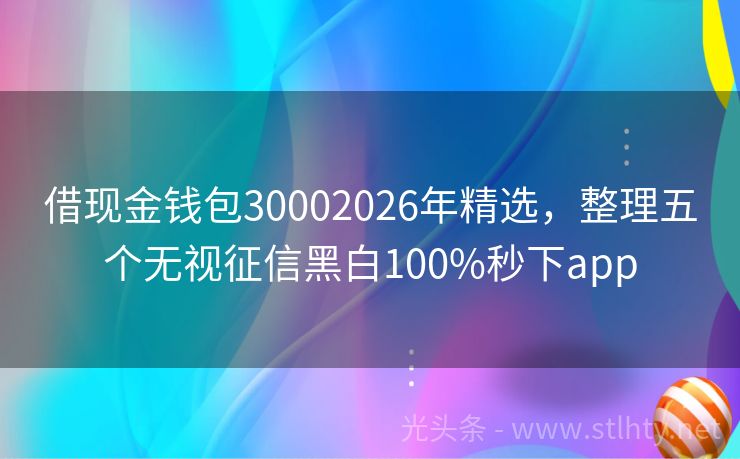 借现金钱包30002026年精选，整理五个无视征信黑白100%秒下app