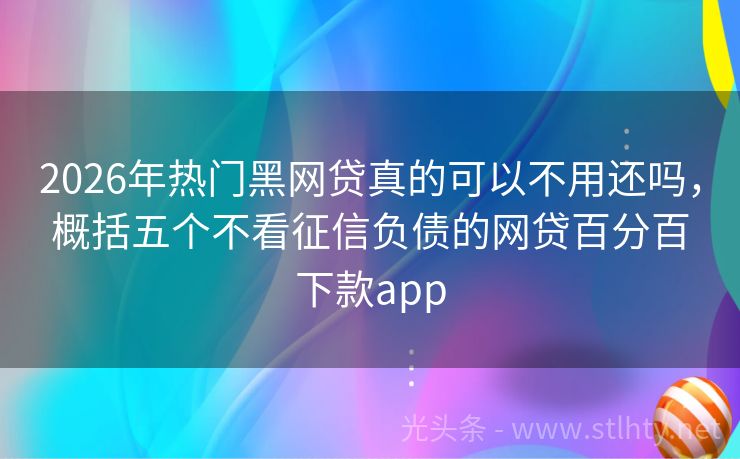 2026年热门黑网贷真的可以不用还吗，概括五个不看征信负债的网贷百分百下款app