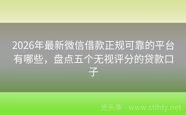2026年最新微信借款正规可靠的平台有哪些，盘点五个无视评分的贷款口子
