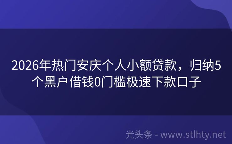 2026年热门安庆个人小额贷款，归纳5个黑户借钱0门槛极速下款口子