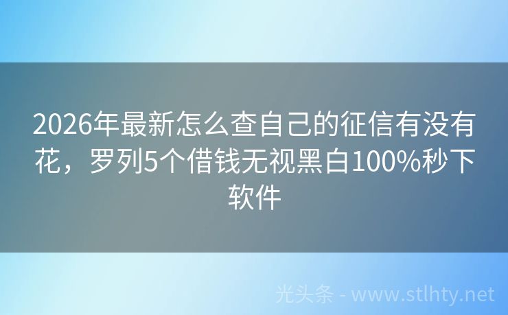2026年最新怎么查自己的征信有没有花，罗列5个借钱无视黑白100%秒下软件