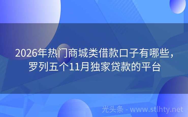 2026年热门商城类借款口子有哪些，罗列五个11月独家贷款的平台